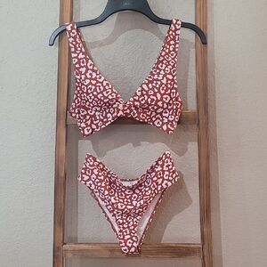SHEIN Swim in Maroon Leopard print with High Waist